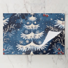 Bloc De Hojas Navidades blancos azules Placemat de vacaciones de