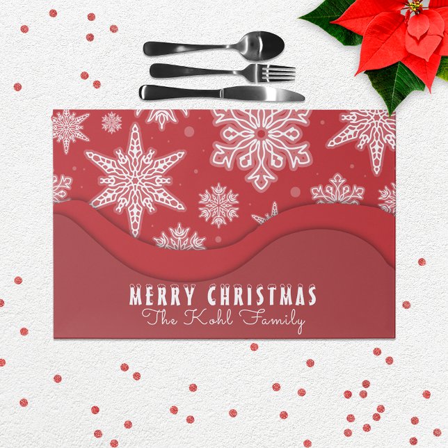 Bloc De Hojas Navidades con copos de nieve blancos en papel rojo (Subido por el creador)