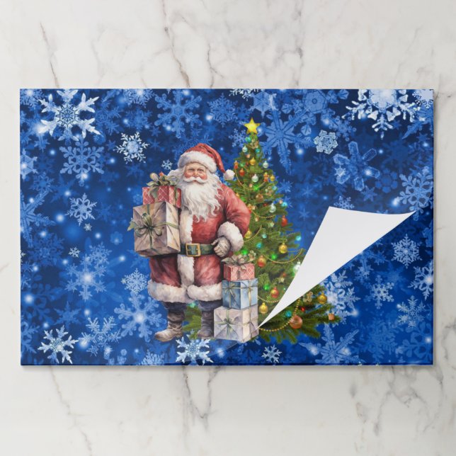 Bloc De Hojas Navidades de árbol Santa Placemats de papel 25 por (Plegada)
