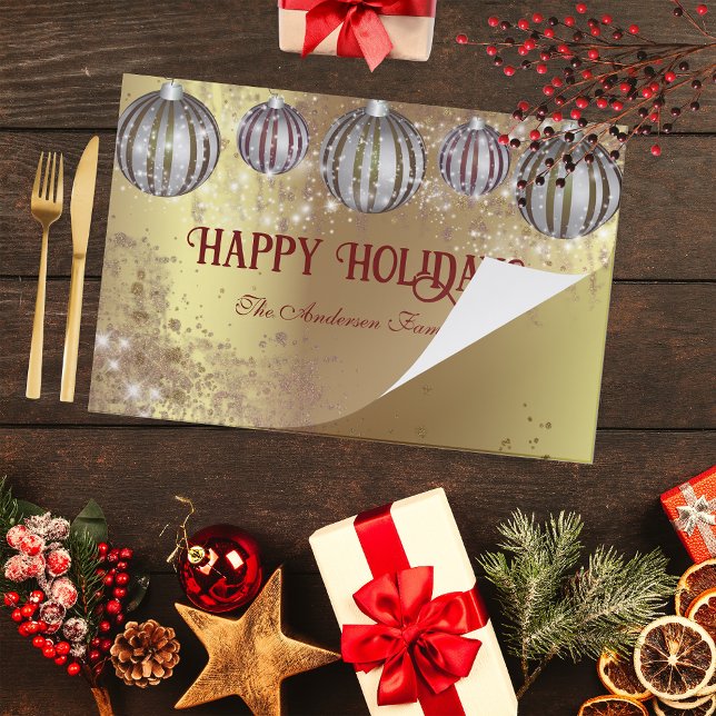 Bloc De Hojas Navidades de oro Baubles Happy Holidays Placemat (Subido por el creador)