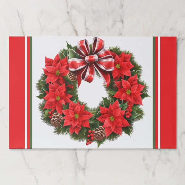 Bloc De Hojas Navidades de Poinsettia Fiesta 25 Placemats de pap (Anverso)