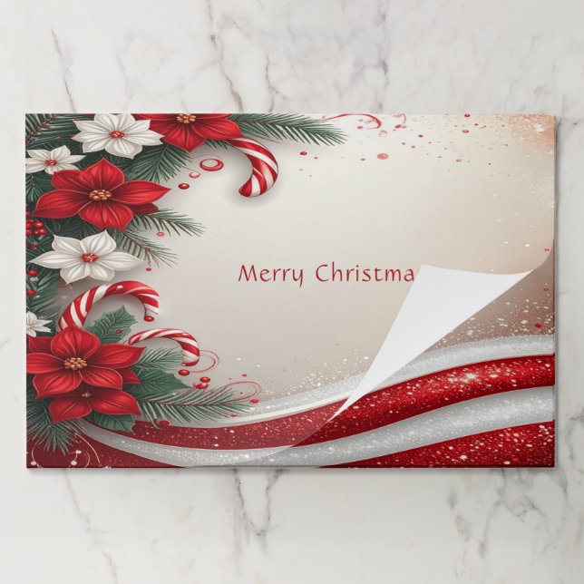 Bloc De Hojas Navidades Floral Candy Canes Tearaway Placemat (Plegada)