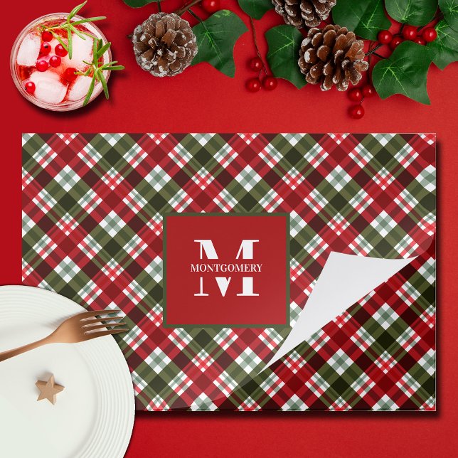 Bloc De Hojas Navidades Monogramas Familiares Placemat (Subido por el creador)