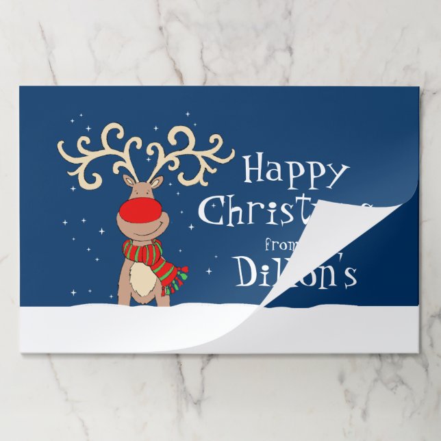 Bloc De Hojas Navidades reno nariz roja nevada azul lugar (Plegada)