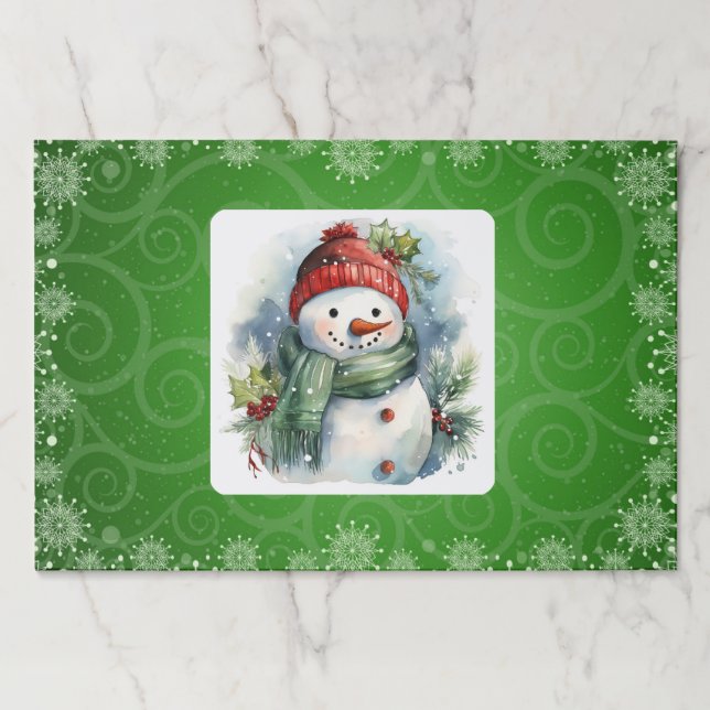 Bloc De Hojas Navidades Snowman Placemat de papel 25 por Pad (Anverso)
