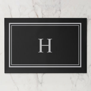 Bloc De Hojas Negro clásico simple con monograma gris