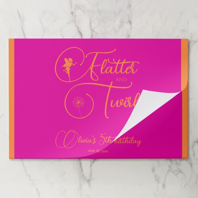 Bloc De Hojas Neon Pink Fairy Summer Birthday 25 Paper Placemat (Plegada)