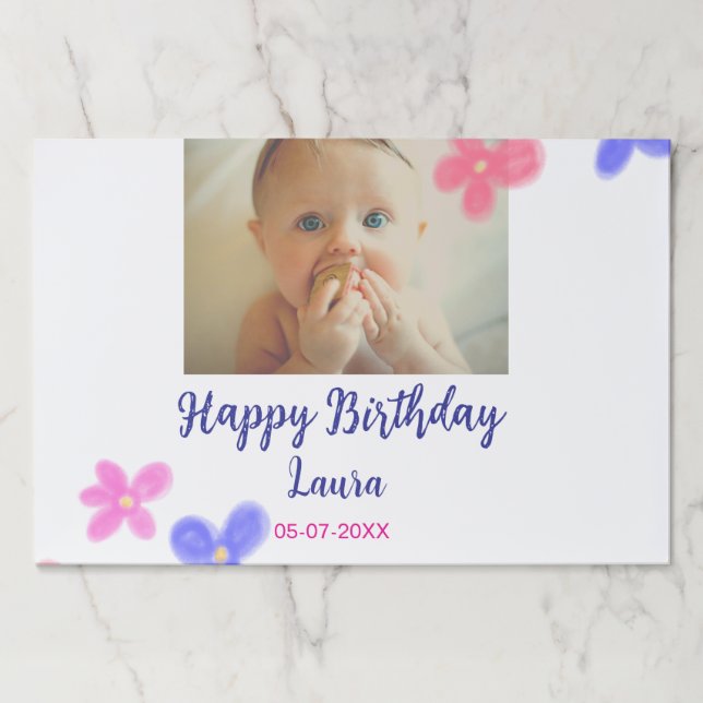 Bloc De Hojas Niños bebé primer cumpleaños añadir fecha añadir f (Anverso)