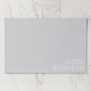 Bloc De Hojas Nombre blanco moderno en gris