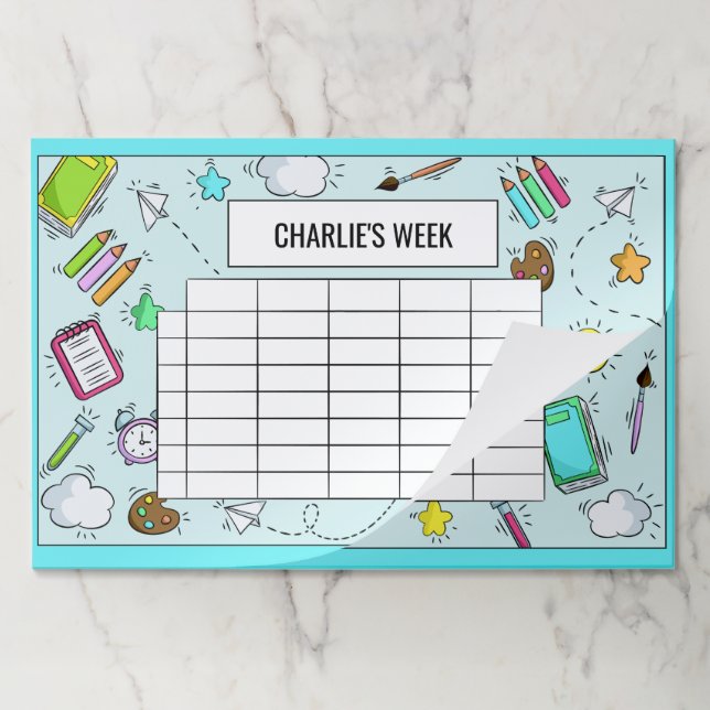 Bloc De Hojas Nombre personalizado del calendario escolar (Plegada)