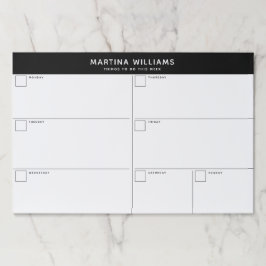 Bloc De Hojas Organizador semanal simple Minimalista blanco negr