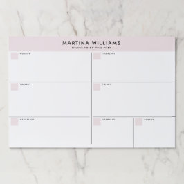 Bloc De Hojas Organizador semanal simple Minimalista rosado de R