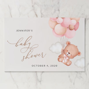 Bloc De Hojas Oso Bebé, Oso De Teddy, Globos Rosados, Baby Showe