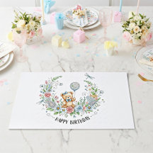 Oso de cumpleaños floral Boho