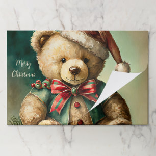 Bloc De Hojas Oso de Teddy de Navidad vintage