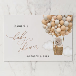 Bloc De Hojas Oso, globos beige, globo de aire caliente, Baby Sh