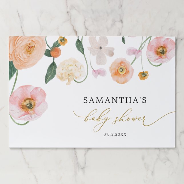 Bloc De Hojas Pad de papel Baby Shower con amapola rosa (Anverso)