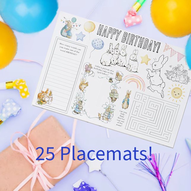 Bloc De Hojas Página Actividad de Placemat de Cumpleaños de Pete (Subido por el creador)