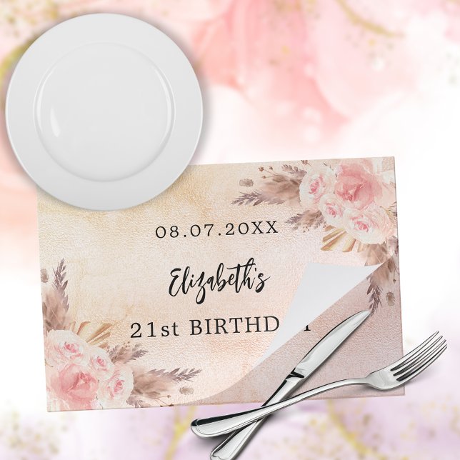 Bloc De Hojas Pampas de cumpleaños rosa de pasto papel fiesta pl (Subido por el creador)