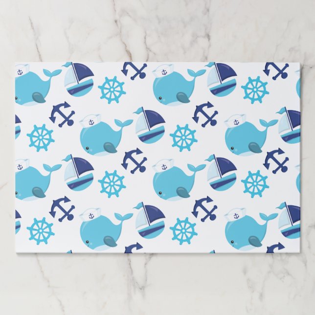 Bloc De Hojas Patrón de ballenas, ballenas ricas, ballenas azule (Anverso)