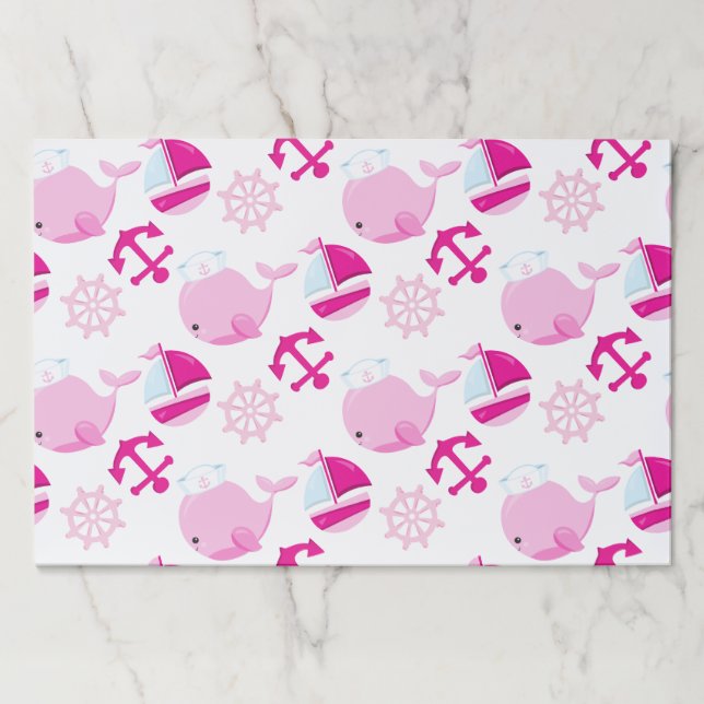 Bloc De Hojas Patrón de ballenas, ballenas ricas, ballenas rosad (Anverso)