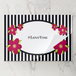 Bloc De Hojas Patrón De Banda Negra Y Blanca Con Floral