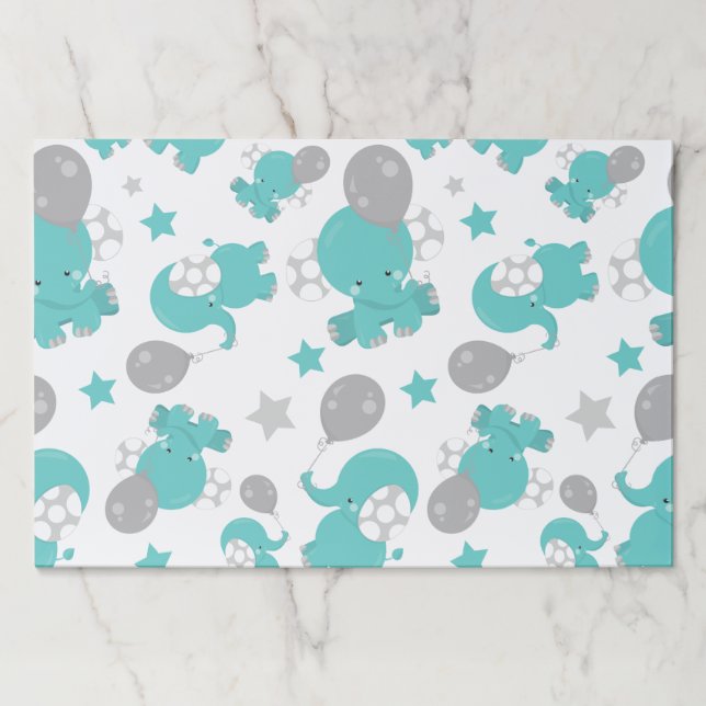 Bloc De Hojas Patrón De Elefantes Azules, Elefantes Cutetos, Est (Anverso)