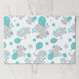 Bloc De Hojas Patrón de Elefantes, Elefantes Cutos - Gris Azul