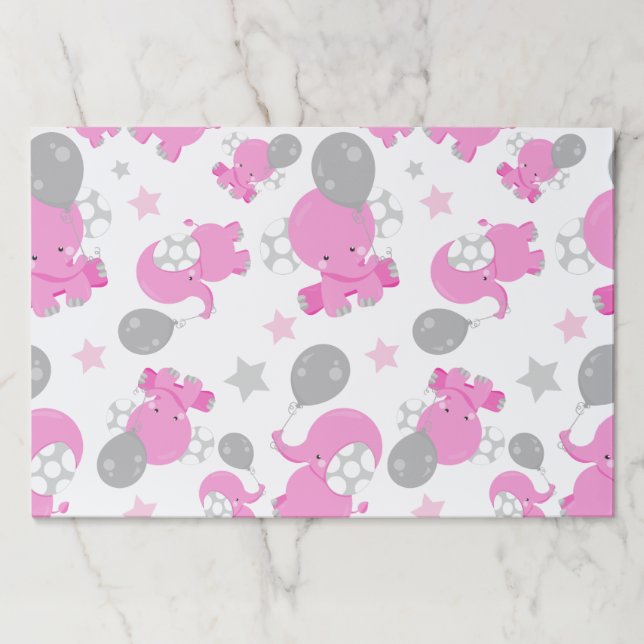 Bloc De Hojas Patrón De Elefantes Rosa, Elefantes Cutos, Estrell (Anverso)