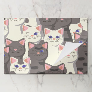 Bloc De Hojas Patrón de gatos blancos y grises