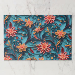Bloc De Hojas Patrón de papel floral sin soldadura Placemat desp