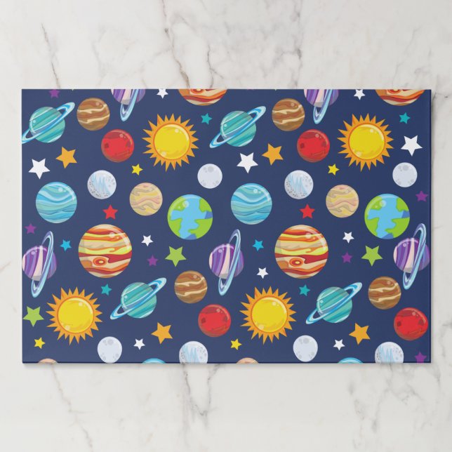 Bloc De Hojas Patrón espacial, planetas, estrellas, cosmos, gala (Anverso)