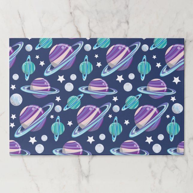 Bloc De Hojas Patrón espacial, planetas, estrellas, galaxia, cos (Anverso)