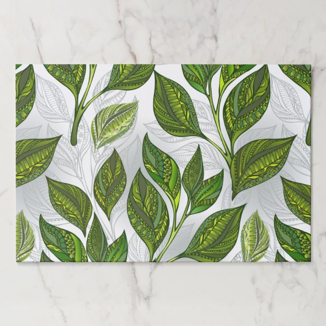Bloc De Hojas Patrón sin inconvenientes con hojas de té verdes (Anverso)