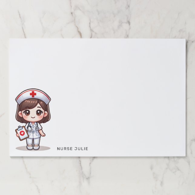 Bloc De Hojas Personalizado Cute Manga Enfermera Brunette Hair B (Anverso)