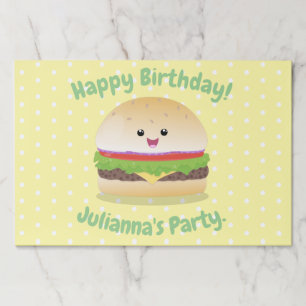 Bloc De Hojas Personalizado de hamburguesa kawaii feliz