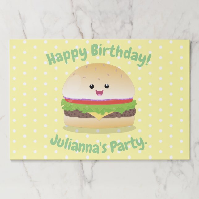 Bloc De Hojas Personalizado de hamburguesa kawaii feliz (Anverso)
