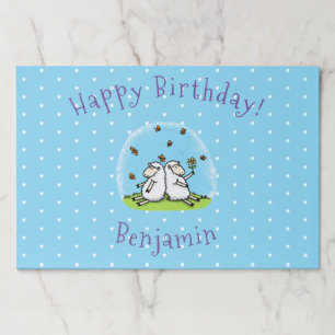 Bloc De Hojas Personalizado de ovejas y mariposas