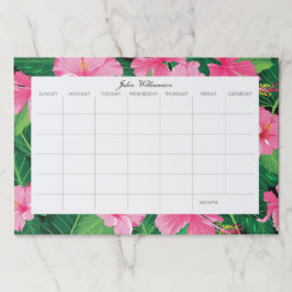 Bloc De Hojas Personalizado floral rosado tropical planeamiento 