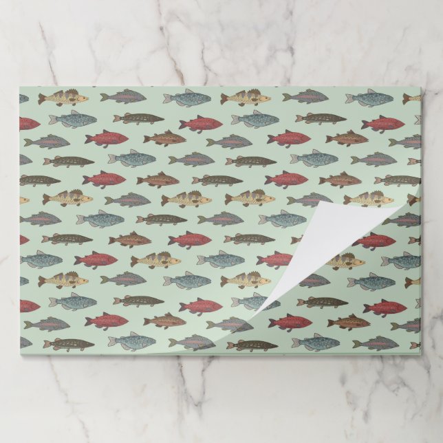 Bloc De Hojas Pescado Pesca Placemats de papel de cumpleaños ver