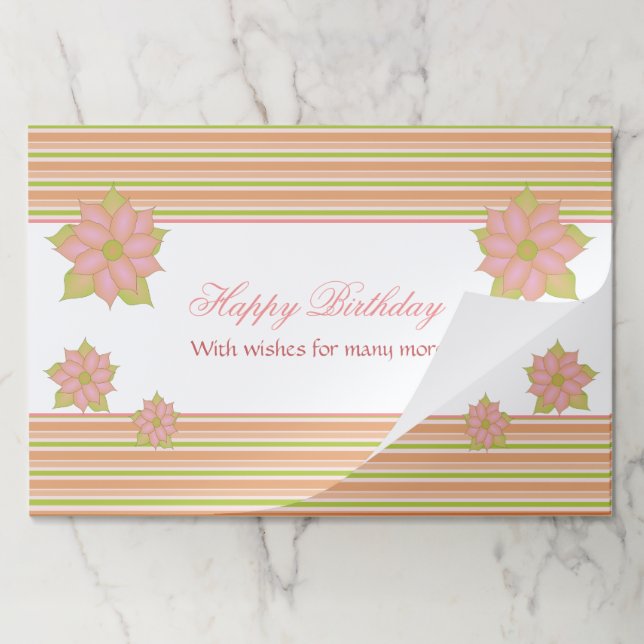 Bloc De Hojas Pink Coral Happy Birday Placemat (Plegada)