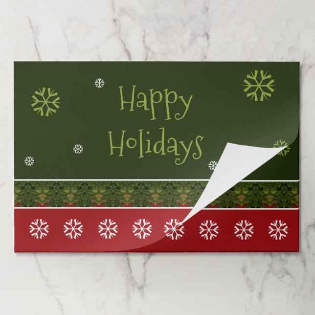 Bloc De Hojas Placemat arcoiris grande, verde oscuro y borgoñoso (Plegada)