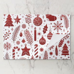 Bloc De Hojas Placemat blanco rojo Navidad desgarrador