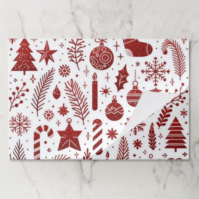 Bloc De Hojas Placemat blanco rojo Navidad desgarrador (Plegada)