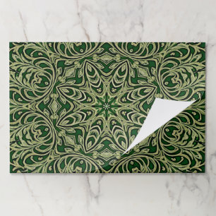 Bloc De Hojas Placemat con decoración de oro verde