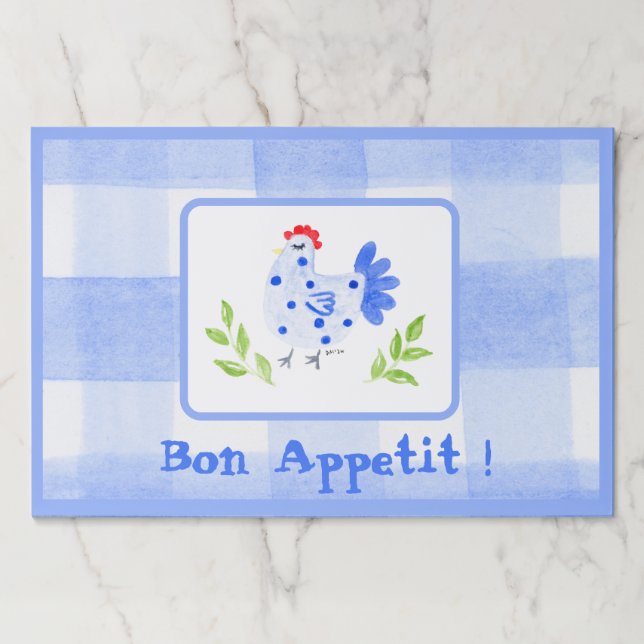 Bloc De Hojas Placemat de apetito de marca de agua azul Br Hen C (Anverso)