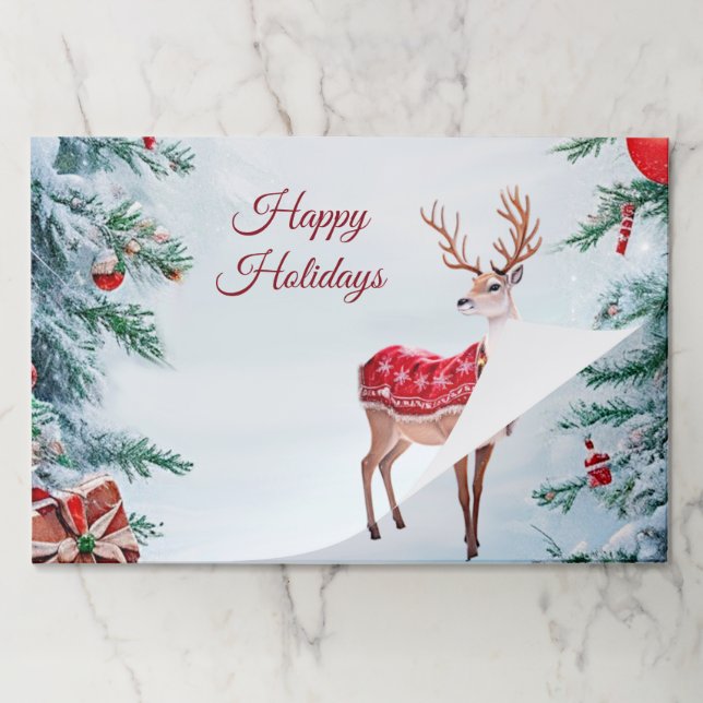 Bloc De Hojas Placemat de la festividad de renos (Plegada)