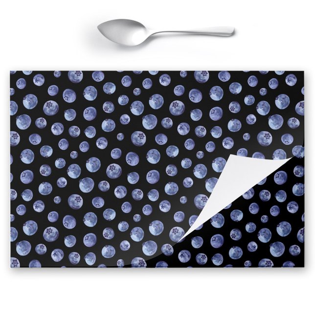 Bloc De Hojas Placemat de papel azul azul negro para la extracci (Blueberry Blue Black Tearaway Paper Placemat)