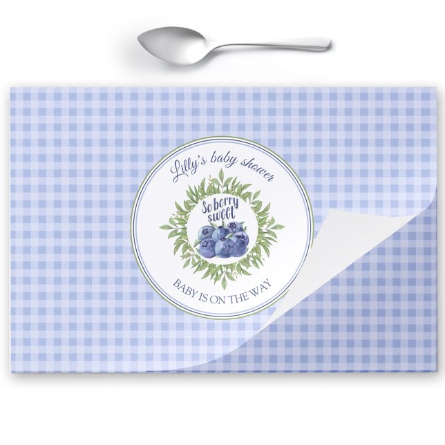 Bloc De Hojas Placemat de papel azul de arándano azul dulce (Sweet Blueberry Plaid Blue Tearaway Paper Placemat)
