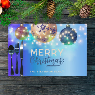 Bloc De Hojas Placemat de papel azul para Navidades azules